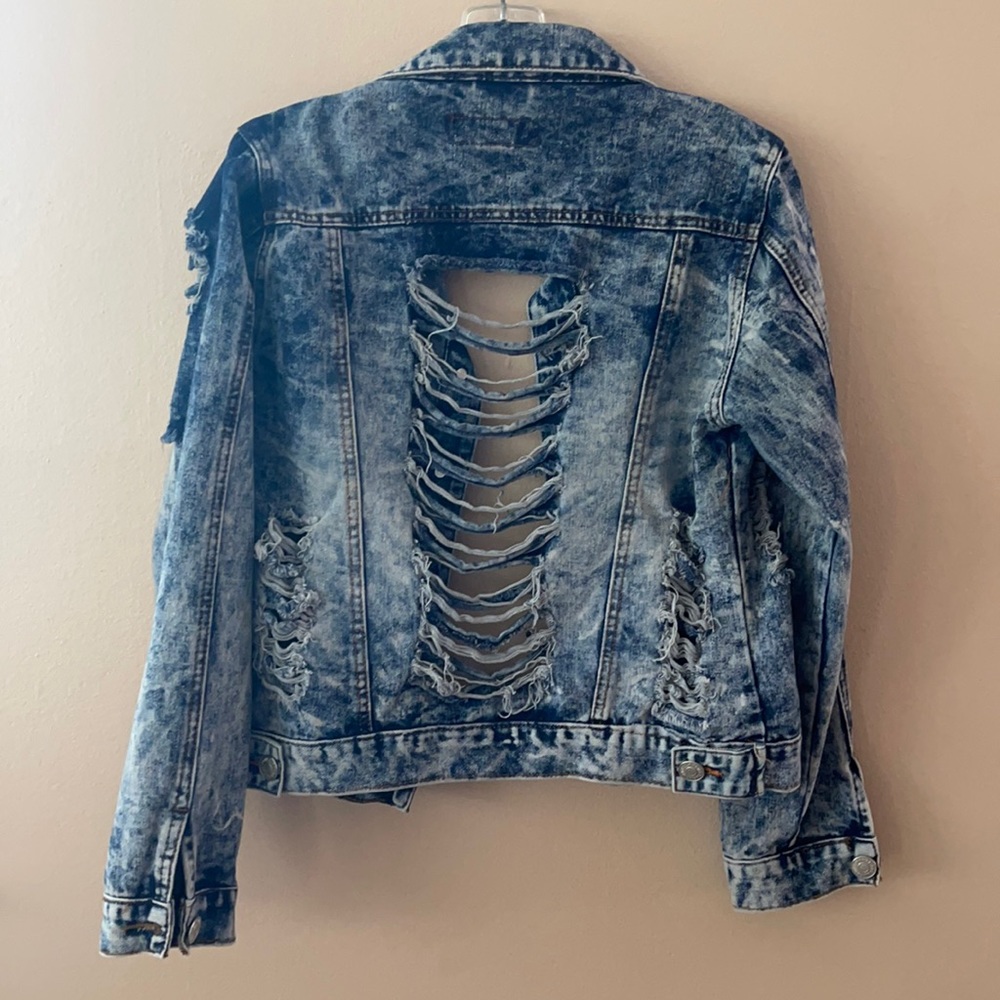 Distressed jean jacket